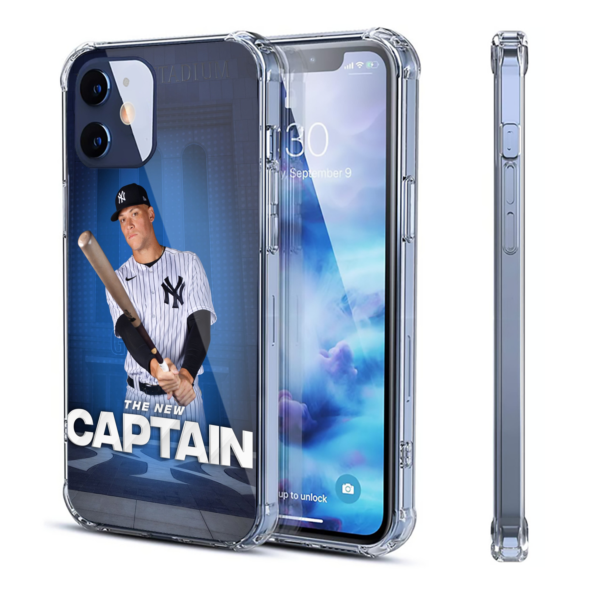 Aaron Judge Yankees Captain Clear IPhone 12 Case – Soft TPU With UV Print – Enhanced Drop Protection, Precise Fit, Anti-Fingerprint, Customizable Design, Scratch-Resistant, Yellow-Resistant